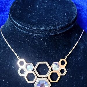 Elegant Rose Gold Swarovski Vision Hexagon Necklace